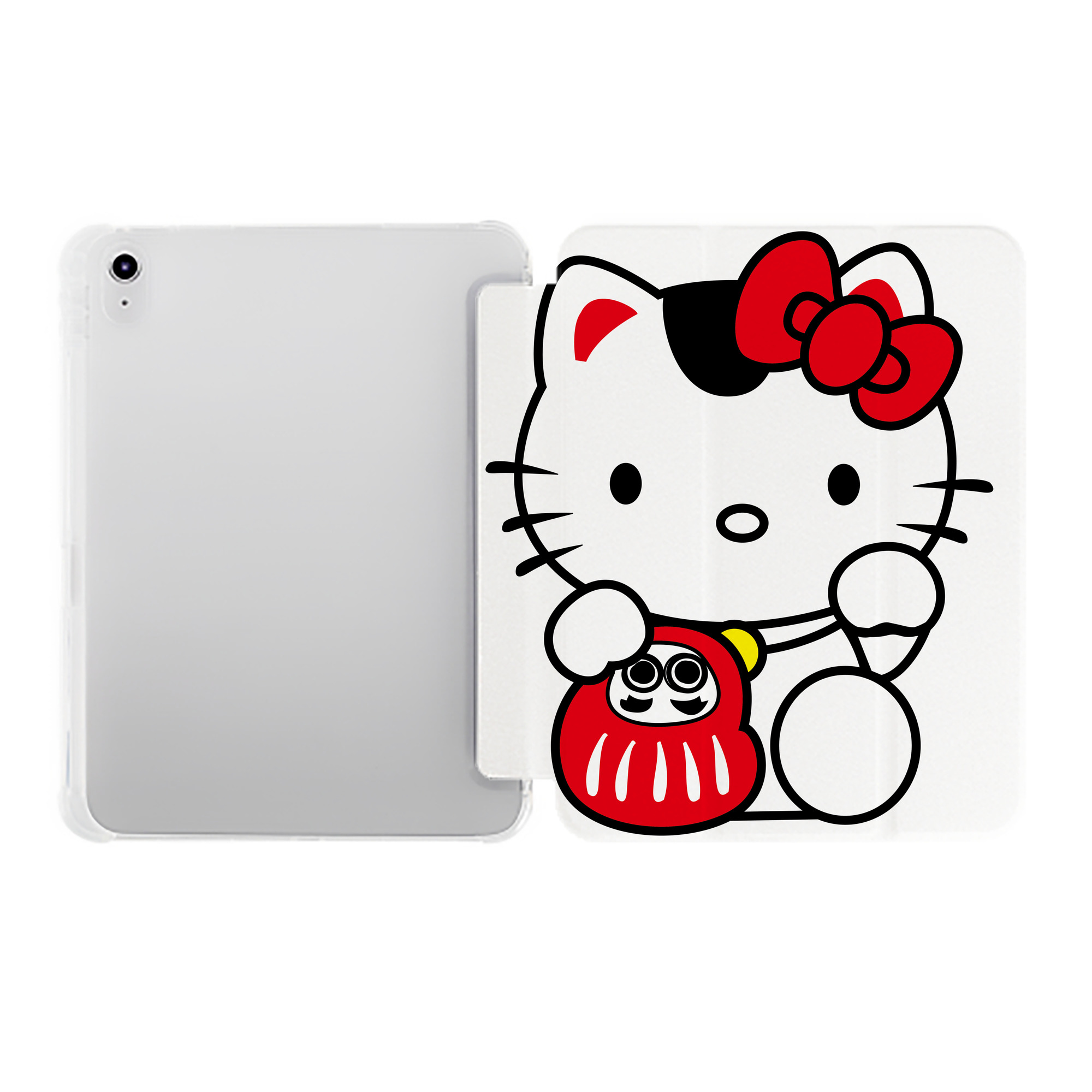 （画像用） Hello Kitty ハローキティ IPad ケース ペン収納付き 三つ折りスタンド PUレザー×シリコン 対応機種9.5/10.5/10.9インチ